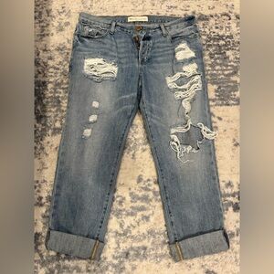 GAP 1969 relaxed boyfriend Light Blue Distressed Jeans 30 cropped